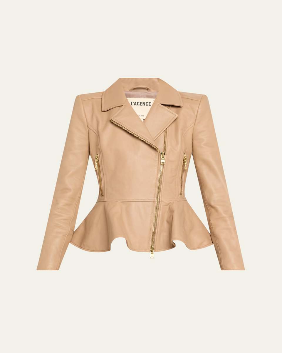 Lyric Peplum Leather Biker Jacket